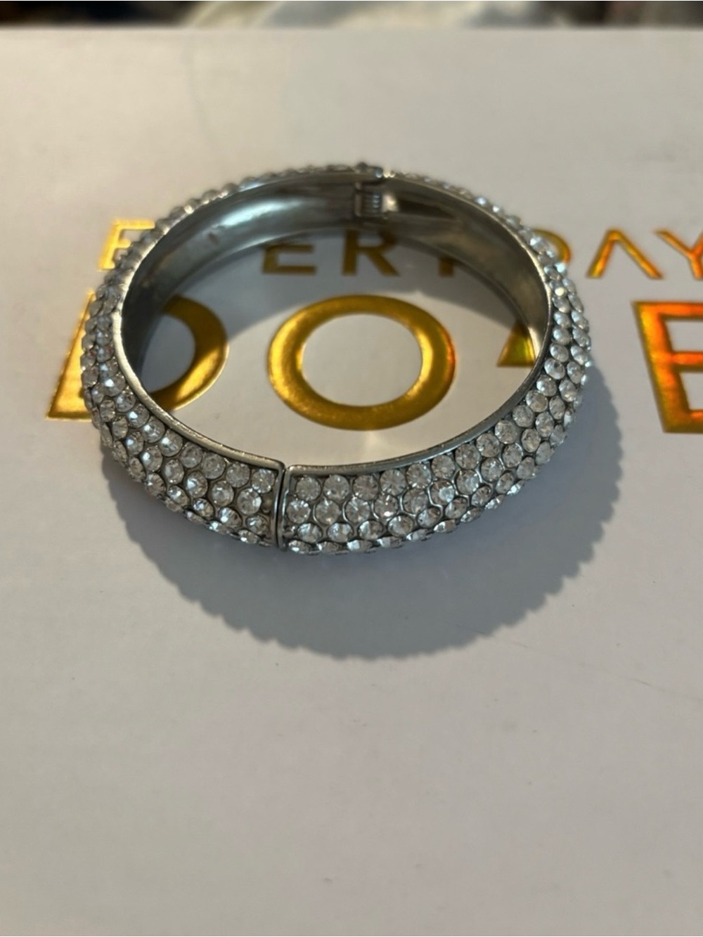 Crystal Pavé Statement Bangle – Multi-Row Rhinestone Bracelet - Picture 3 of 4